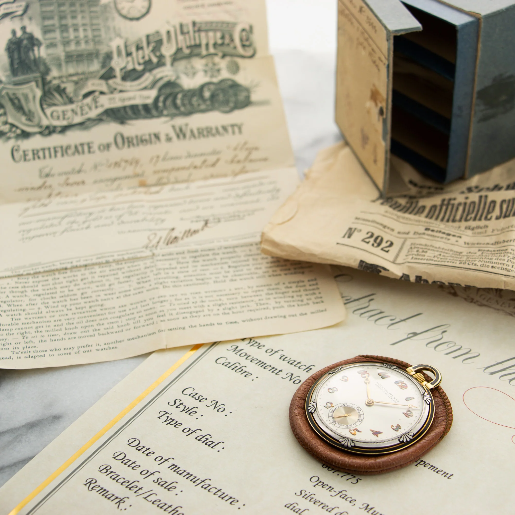 Patek Philippe Platinum and Gold Pocket Watch with Original Box and Papers - Image 7